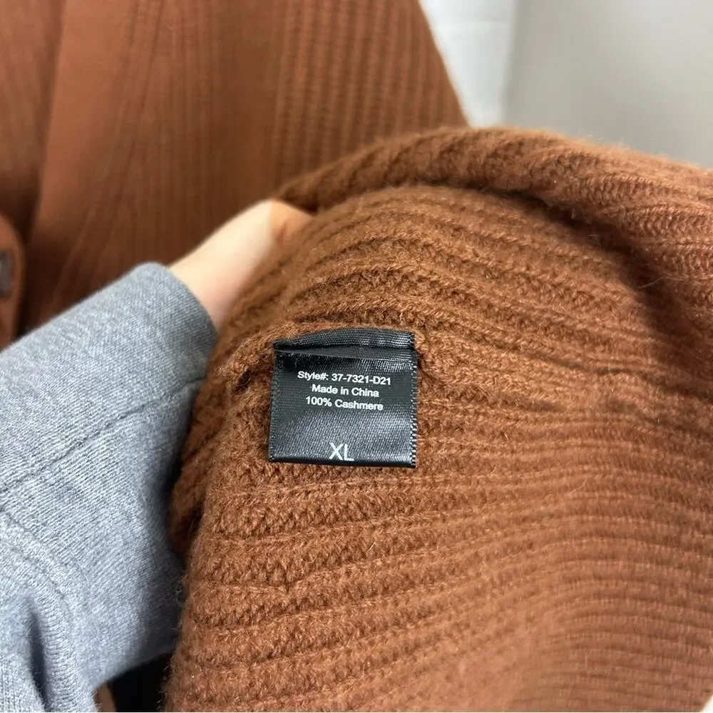 Jenni Kayne RARE Cinnamon Brown Cashmere Cocoon Cardigan Sweater Size XL